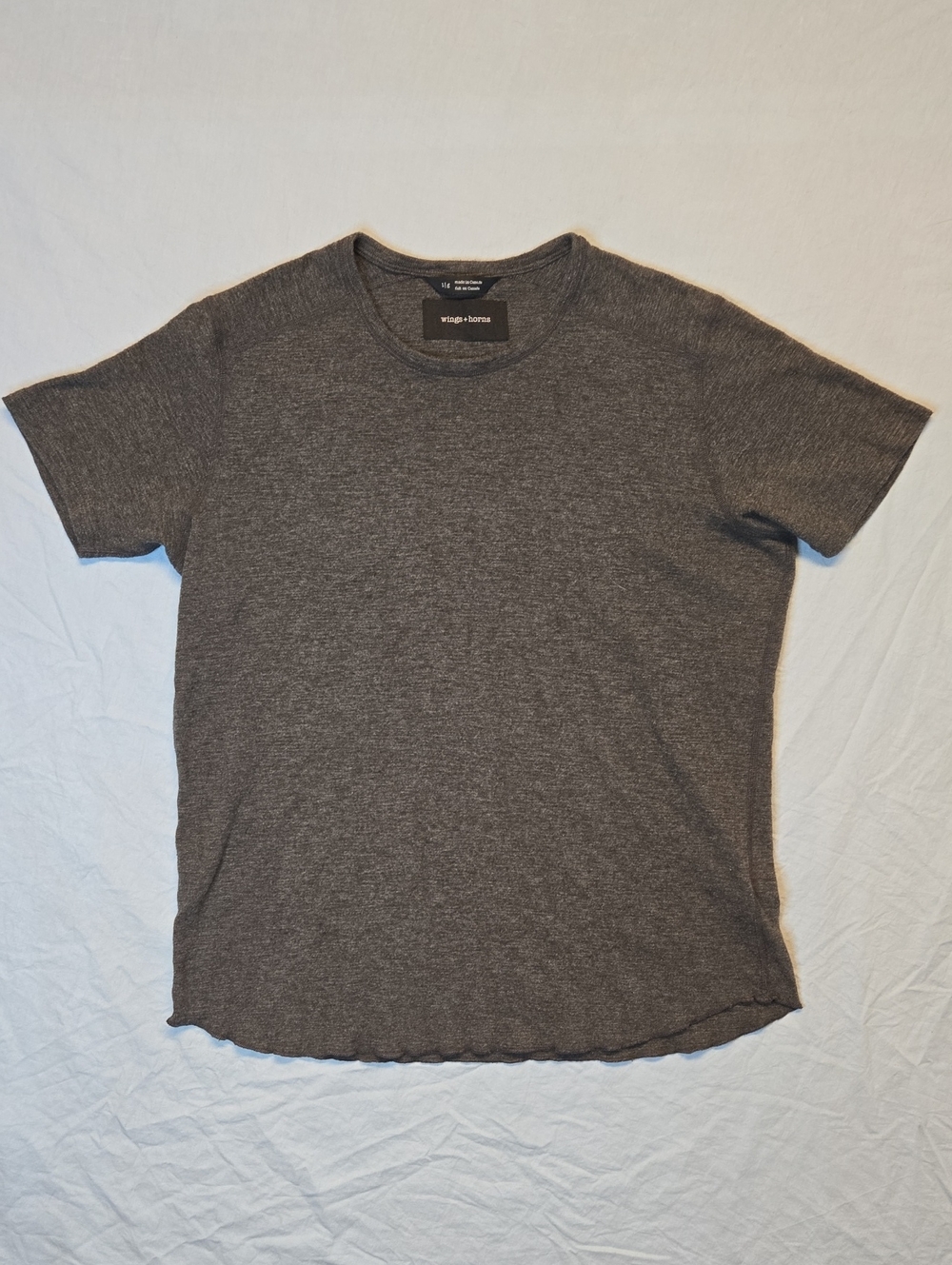 Wings + Horns Charcoal Grey Short Sleeve Knit Stretch Cotton Crewneck T-Shirt